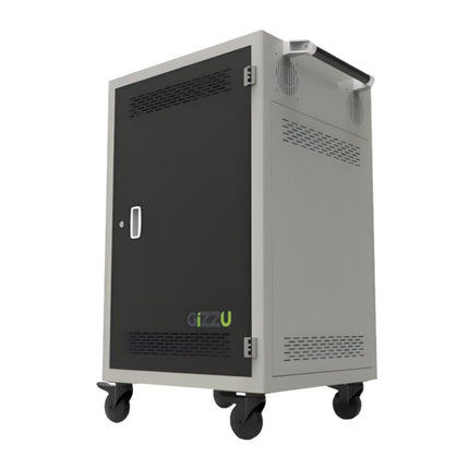 Gizzu 36 Bay Storage Charging Trolley (AC Power Socket) - Grey