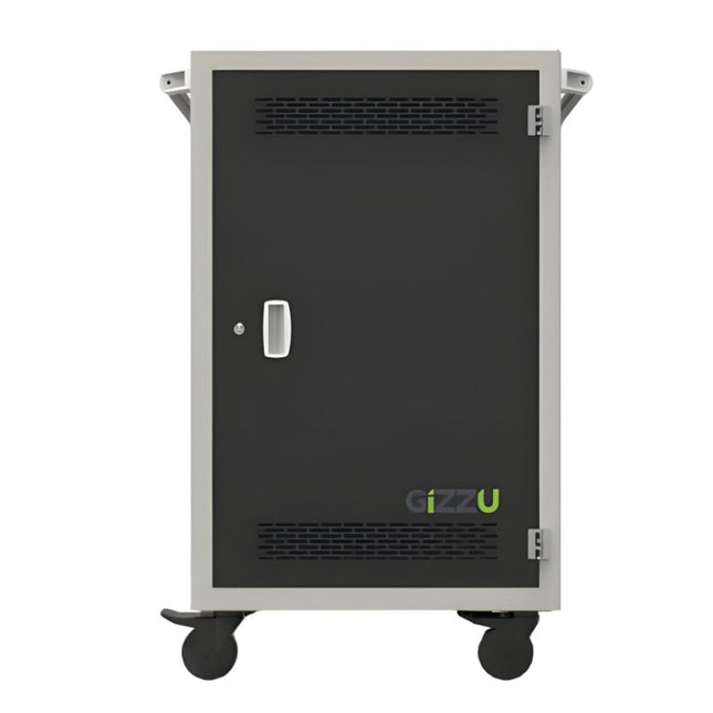 Gizzu 36 Bay Storage Charging Trolley (AC Power Socket) - Grey