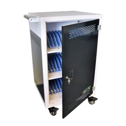 Gizzu 36 Bay Storage Charging Trolley (AC Power Socket) - Grey