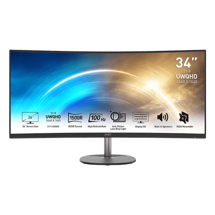 MSI PRO MP341CQ 34" UWQHD Curved Professional Monitor