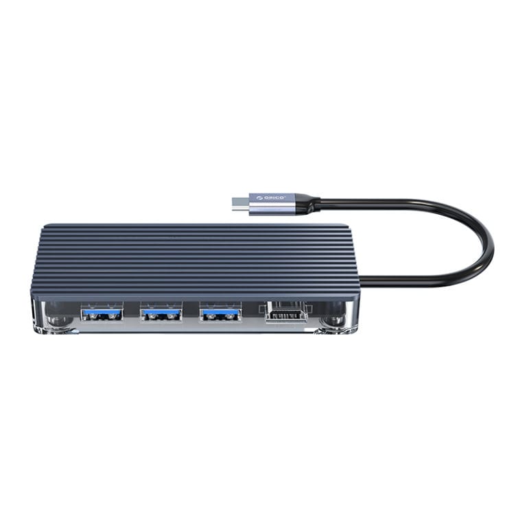Orico Type‑C 6‑in‑1 Transparent Hub USB 3.0 HDMI RJ45 Grey WB‑6RJ‑GY‑BP
