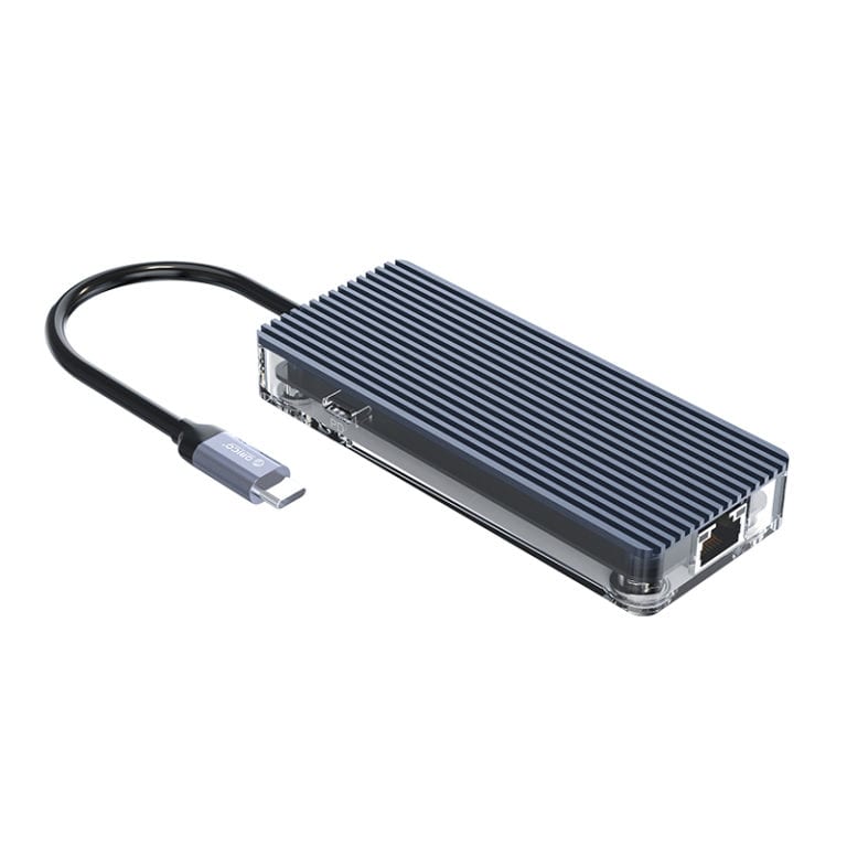 Orico Type‑C 6‑in‑1 Transparent Hub USB 3.0 HDMI RJ45 Grey WB‑6RJ‑GY‑BP