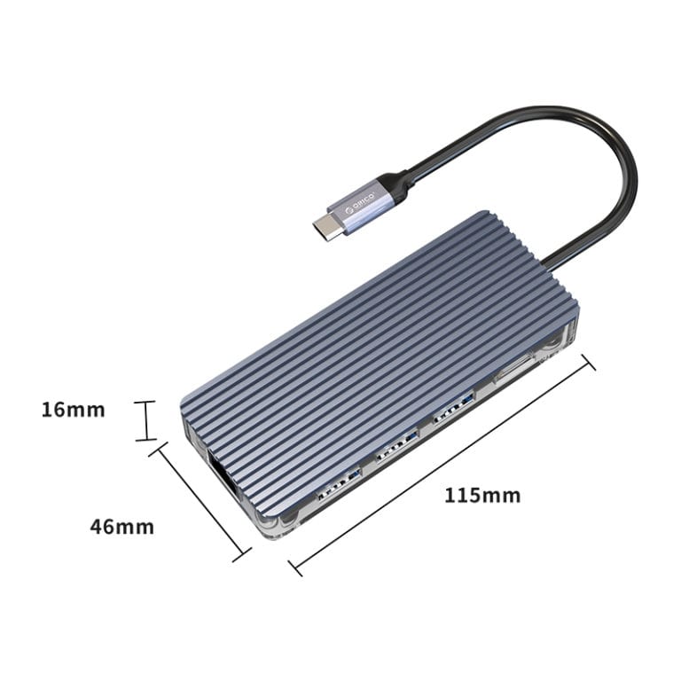 Orico Type‑C 6‑in‑1 Transparent Hub USB 3.0 HDMI RJ45 Grey WB‑6RJ‑GY‑BP