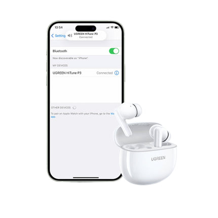 UGreen HiTune P3 TWS Earbuds - ANC, Wireless Charging - White