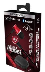 Volkano Chromium Series Bluetooth Earphones with SD Card Reader Red VK-1105-RD