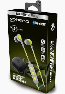 Volkano Moda Nylon Bluetooth Earphones with Carry Case – Yellow